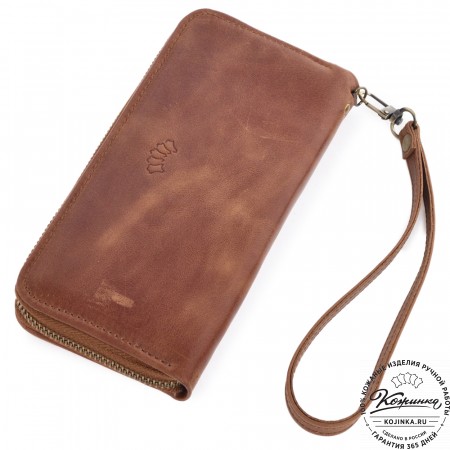  Кожаное портмоне Амстердам (рыжий антик)